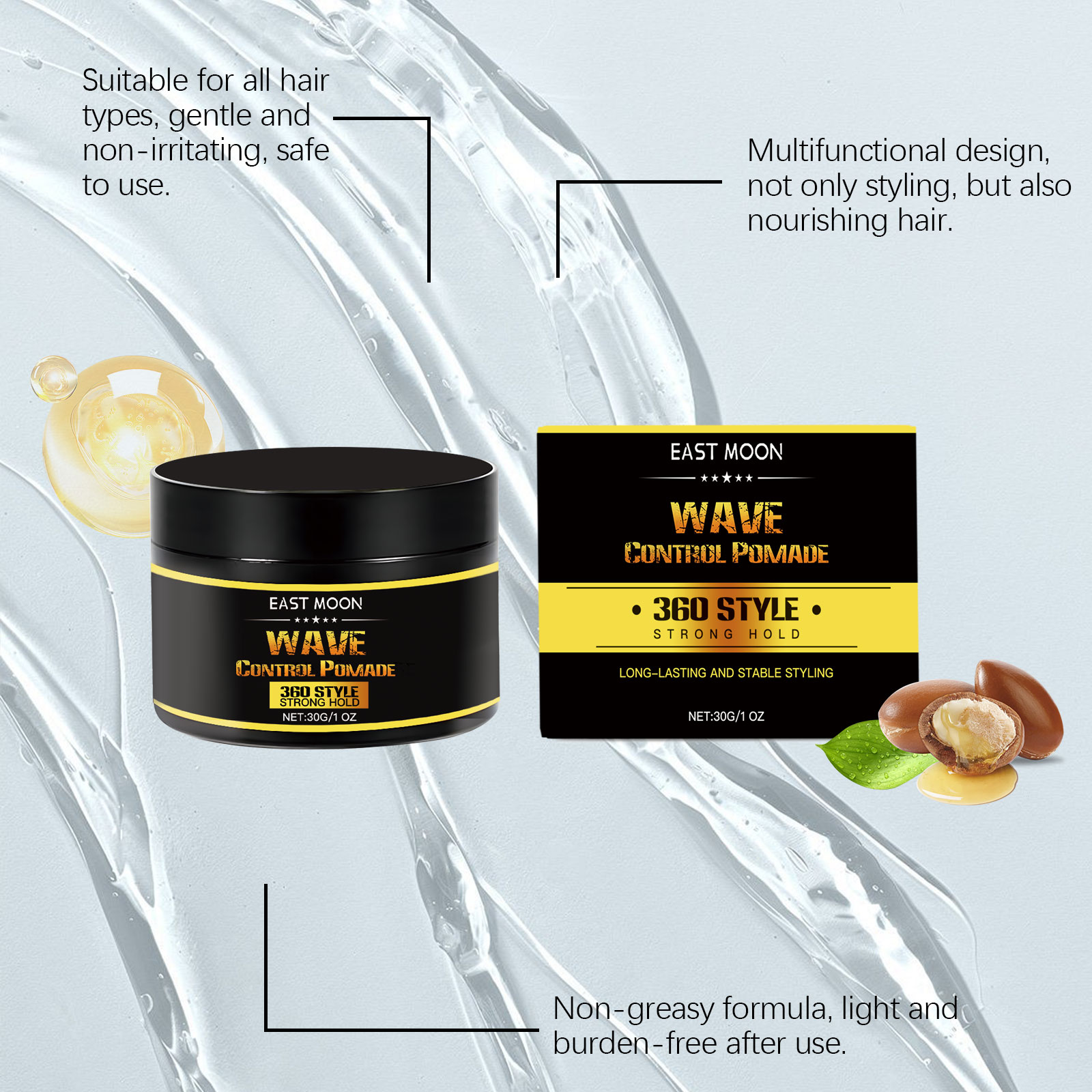 East Moon Hair Mousse & Gel smooth styling volumizing 30g | Premium Hair Care - Image 3
