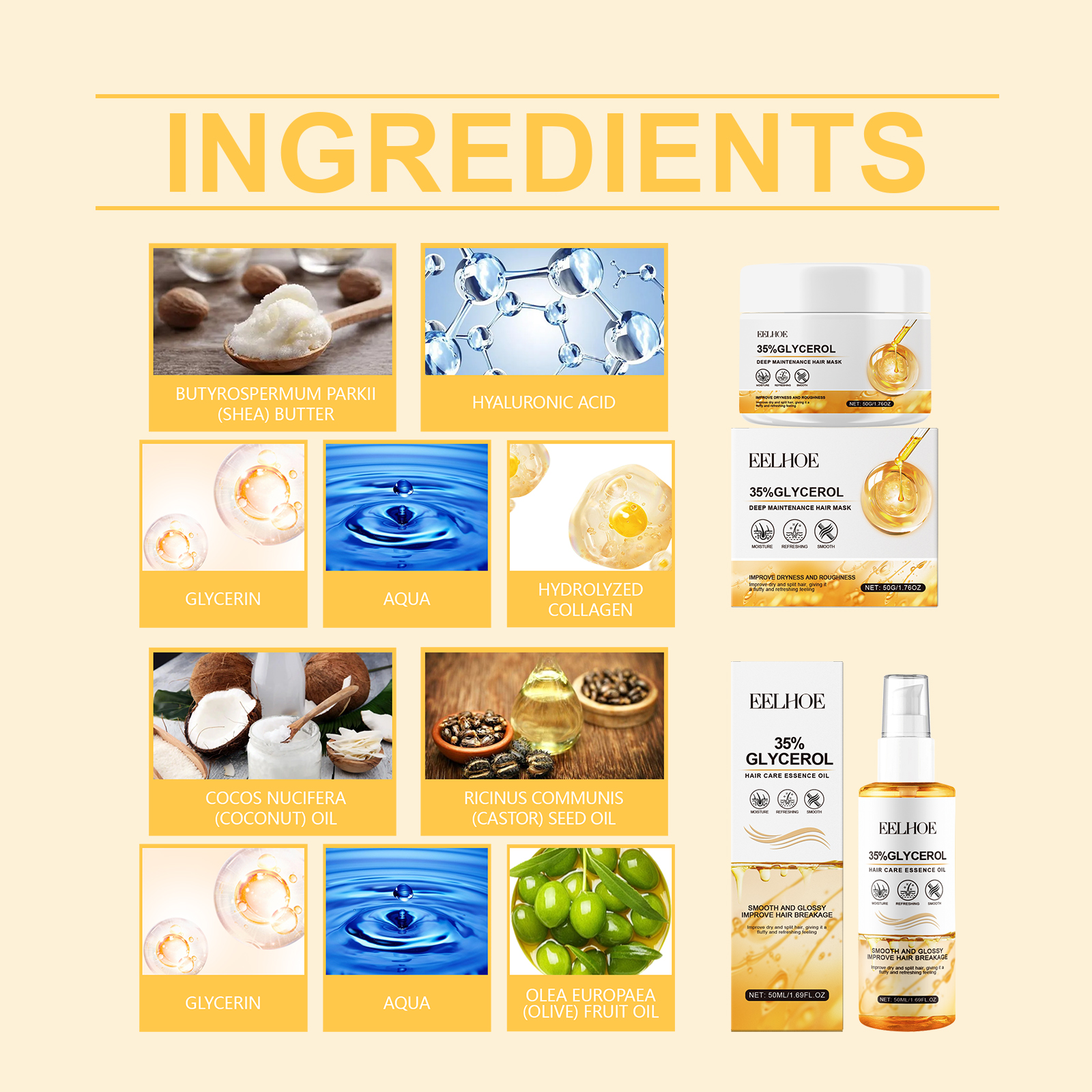 EELHOE Hair Oils & Treatments hair treatment moisturizing hydrating 1set | Premium Hair Care - Image 5
