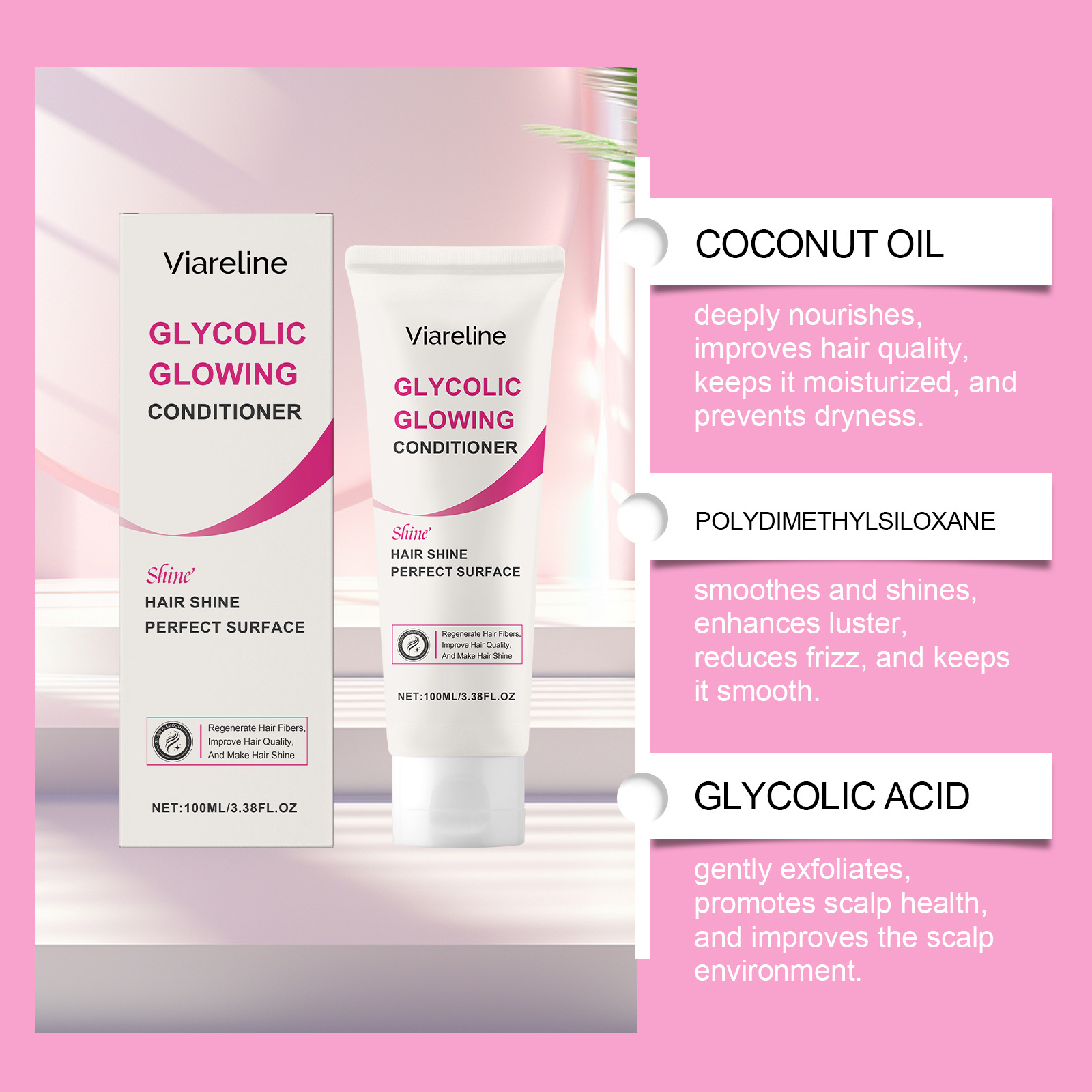 Viareline Conditioner hair treatment smooth repair 100ml | Premium Hair Care - Image 3