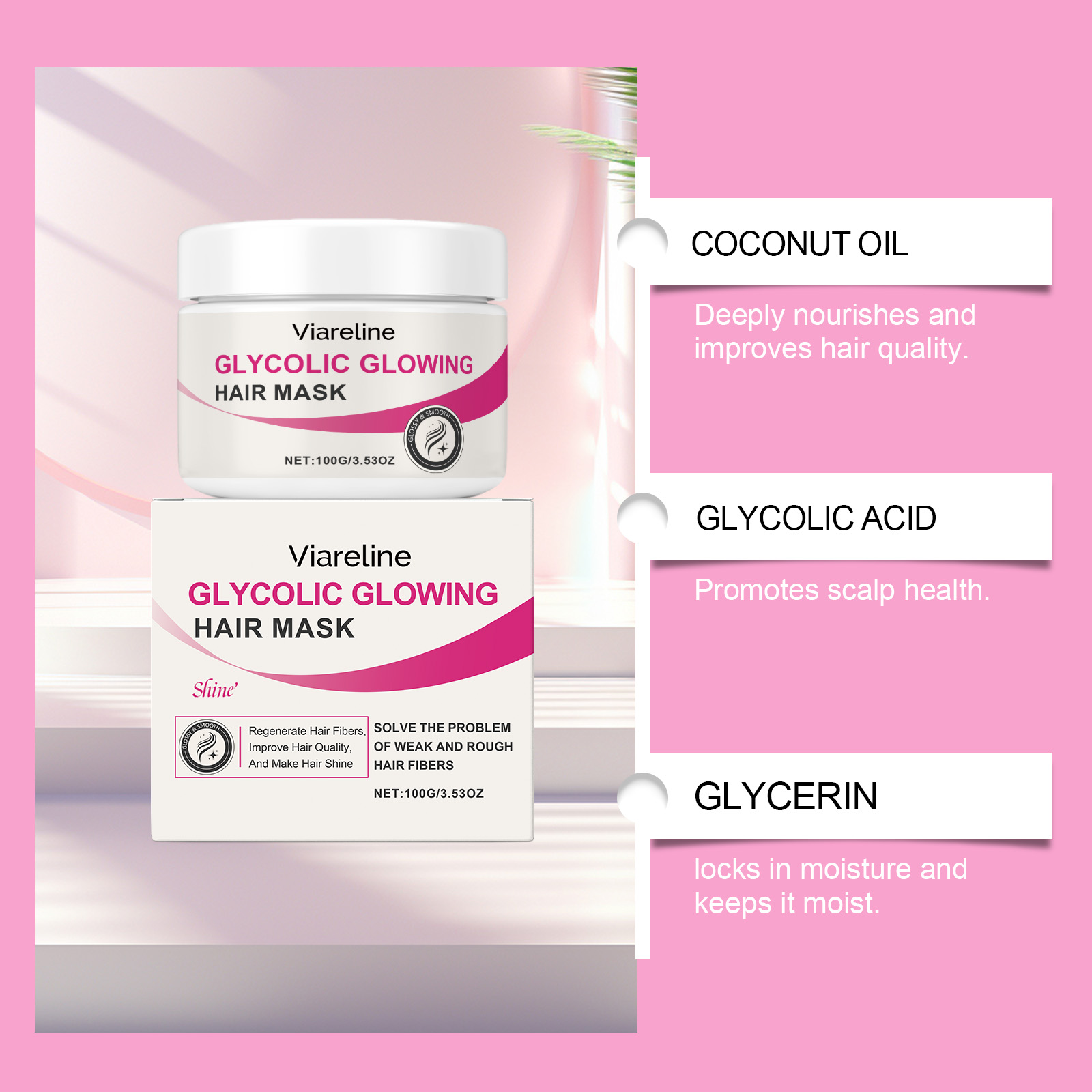 Viareline Hair Masks & Treatments moisturizing hydrating hair mask 100g | Premium Hair Care - Image 4
