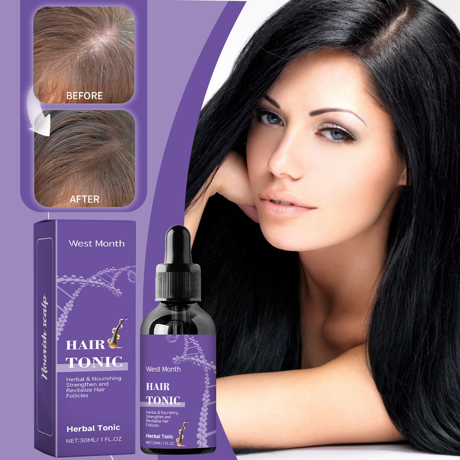 West&Month Hair Serums & Essences smooth essence 30ml/盒 | Premium Hair Care - Image 2