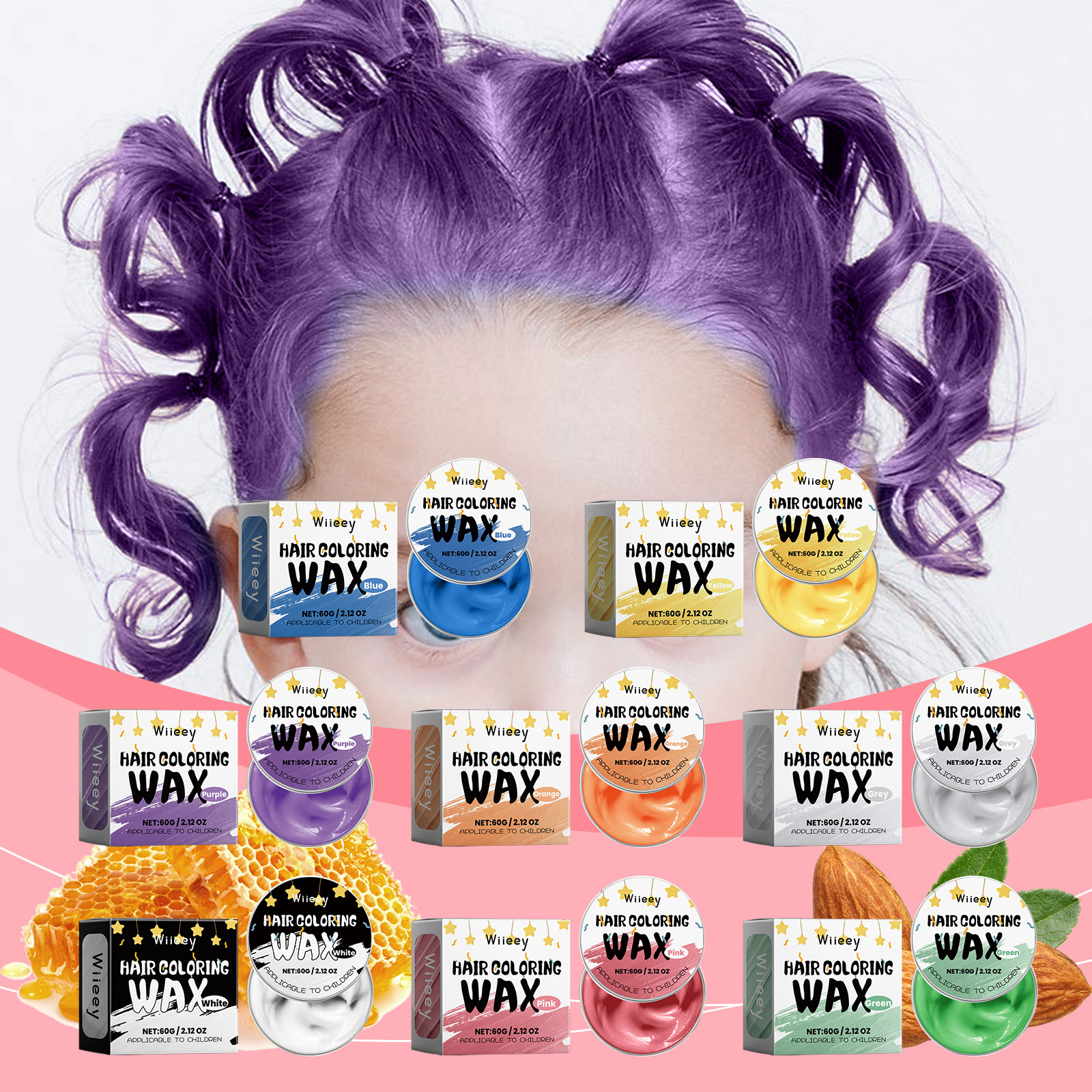 Wiieey Hair Coloring Products essence botanical gentle 60g(蓝色/白色/紫色/绿色/橙色/粉色/黄色/灰色) | Premium Hair Care - Image 9